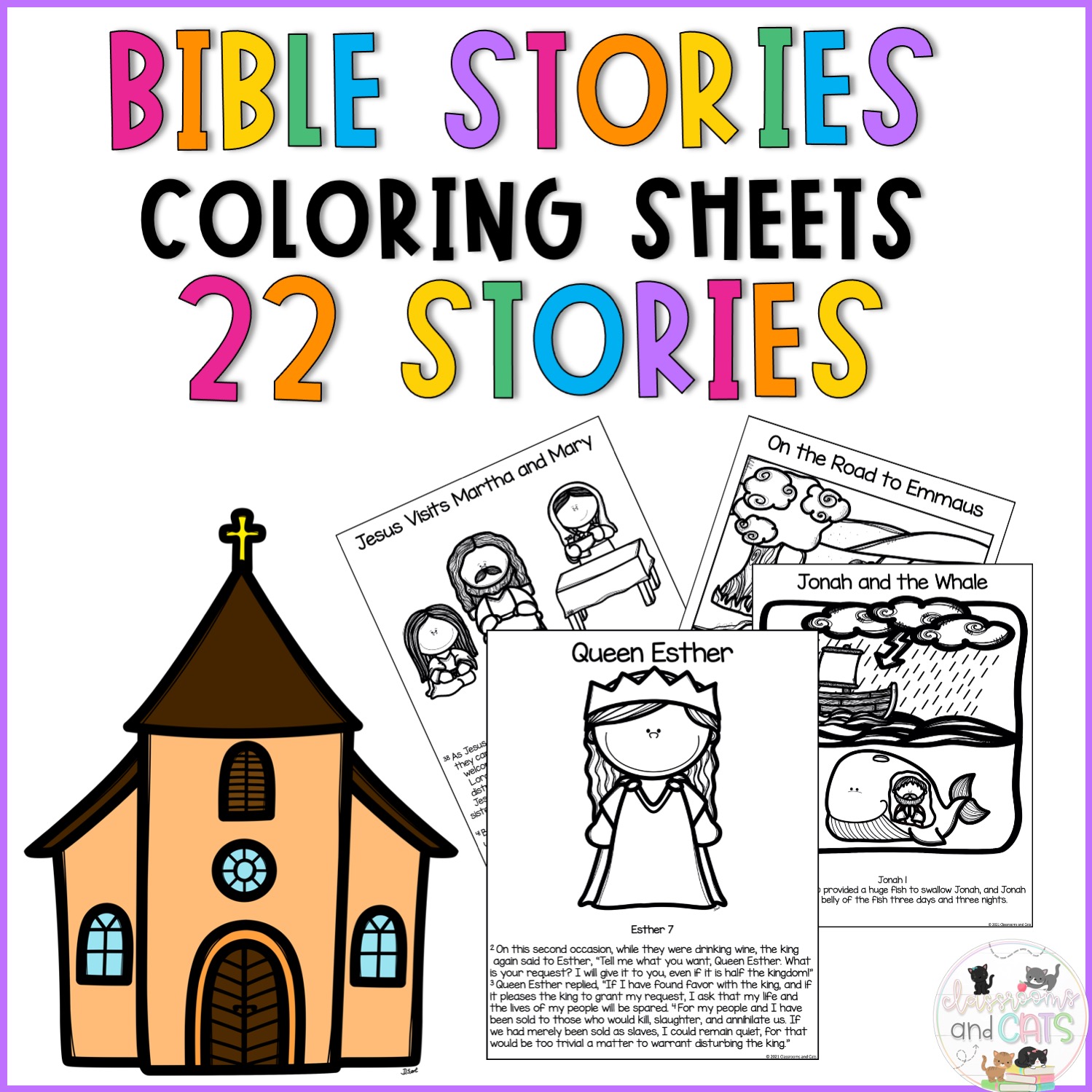 Bible story coloring pages made by teachers