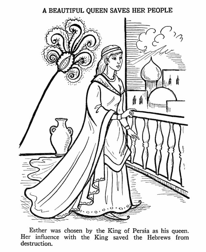 Queen esther saves her people coloring page