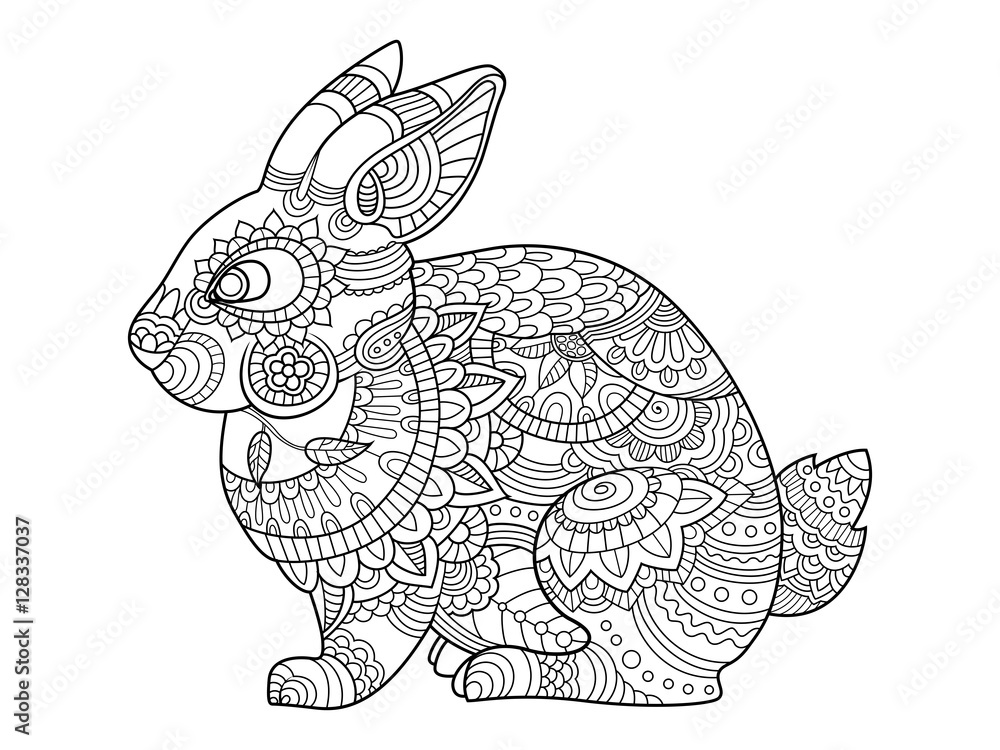 Rabbit bunny coloring book for adults vector vector