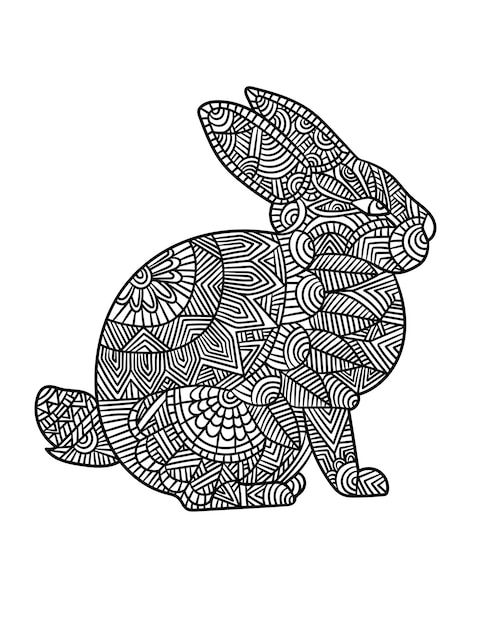 Premium vector rabbit mandala coloring pages for adults