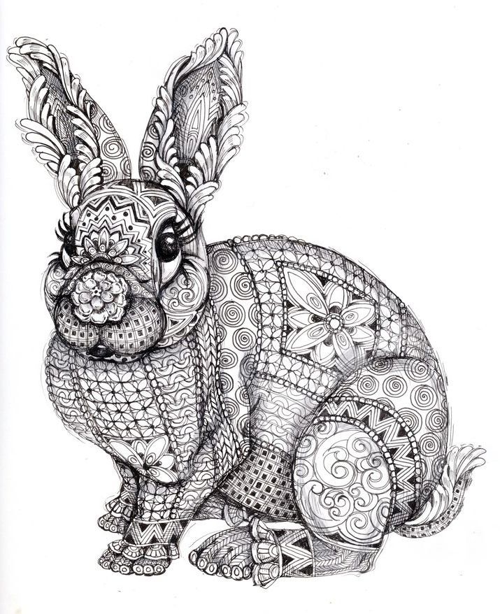 Zentangle rabbit coloring page printable animal coloring pages zentangle animals zentangle art