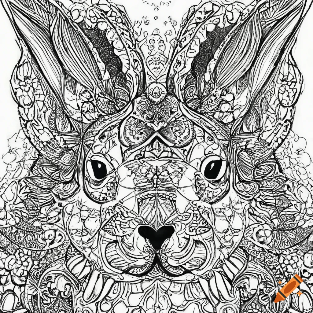 Mandala rabbit coloring page on