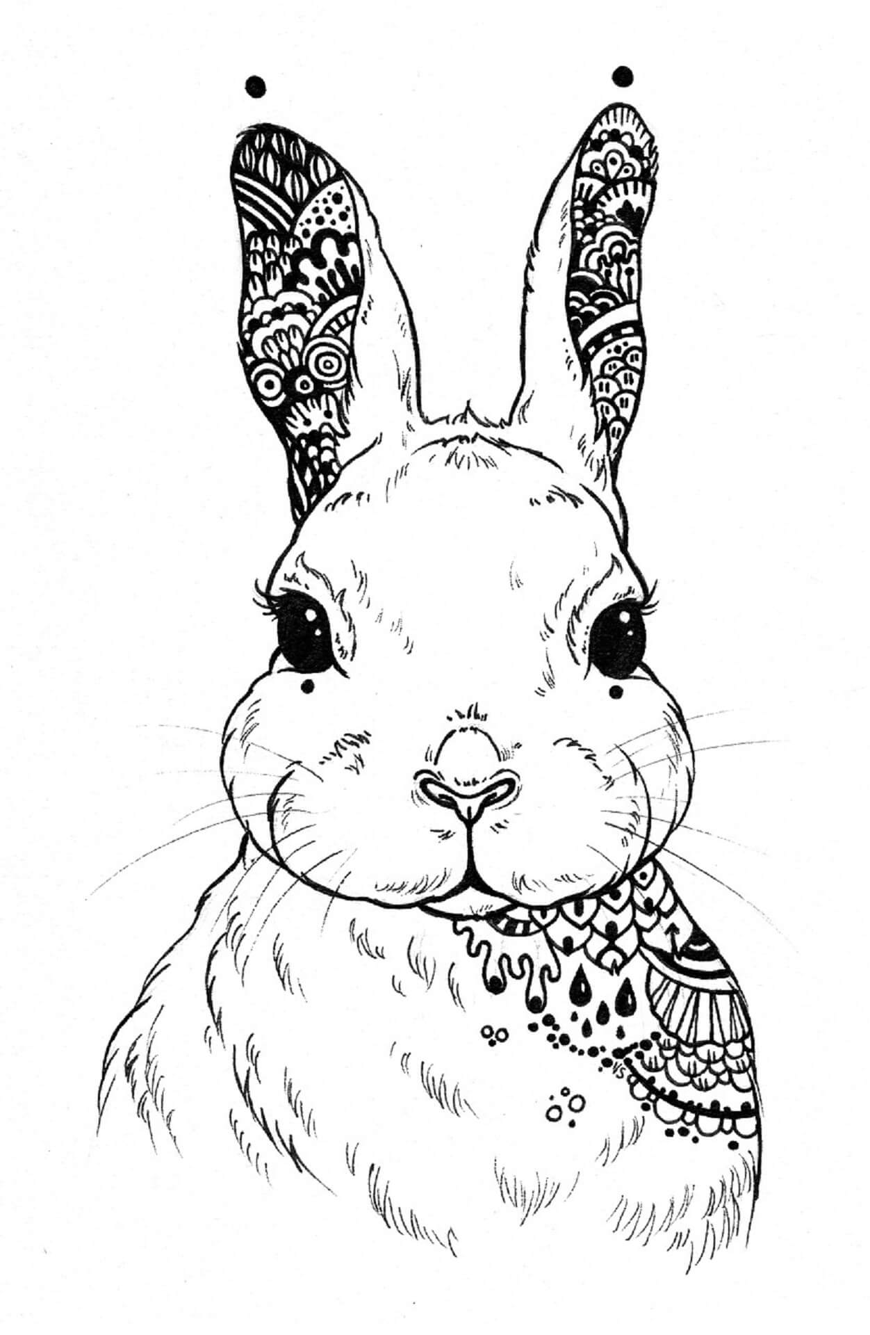Portrait of rabbit mandala coloring page
