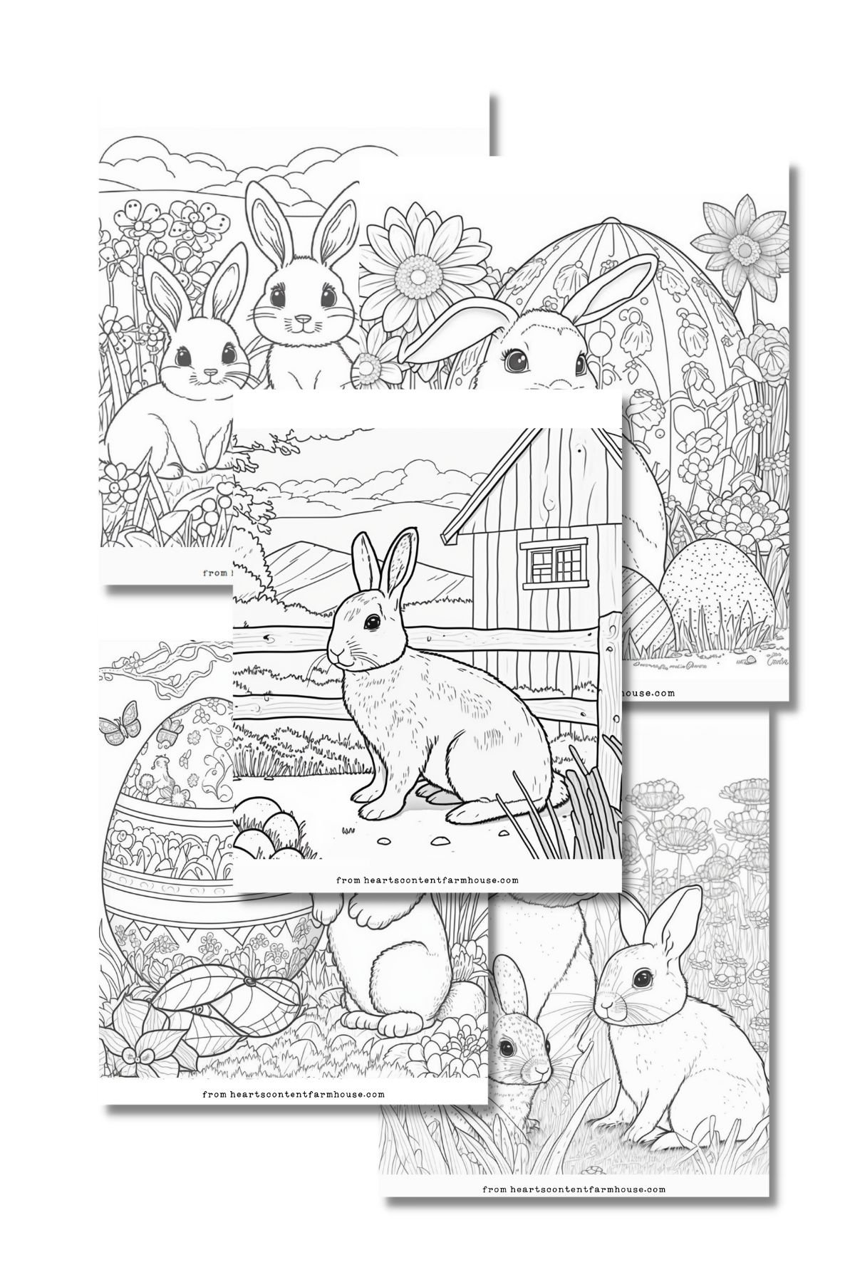 Free bunny coloring pages kids and adults hearts content farmhouse