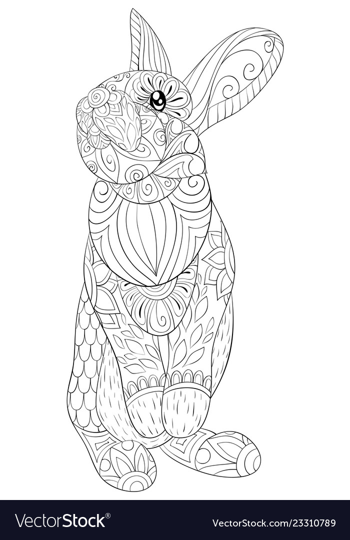 Adult coloring bookpage a cute rabbit image vector image