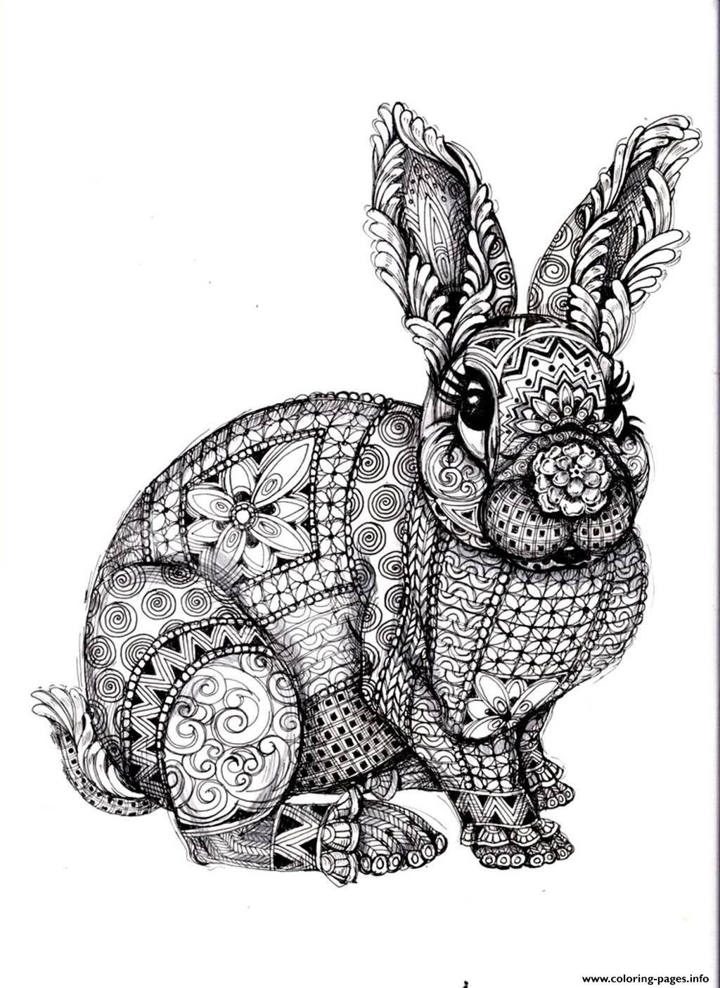 Adult difficult rabbit coloring page printable