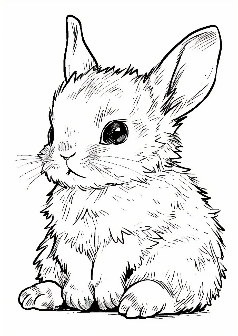 Coloring page for child baby rabbit