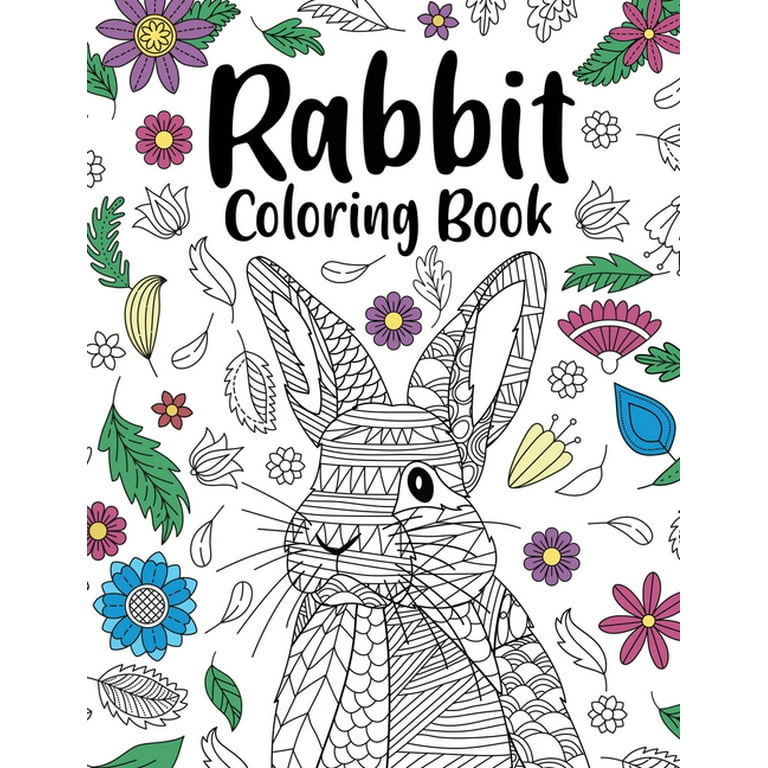 Rabbit coloring book adult coloring books for rabbit owner best gift for bunny lovers animal coloring book floral mandala coloring pages paperback