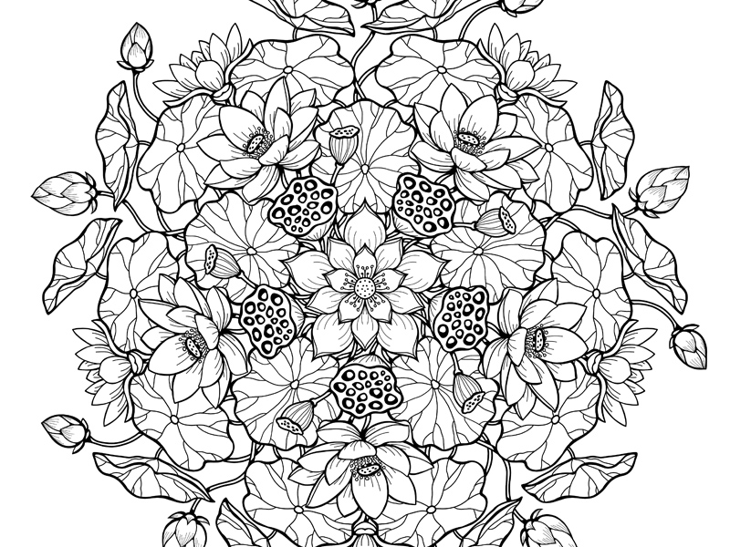 Lotus mandala printable coloring page