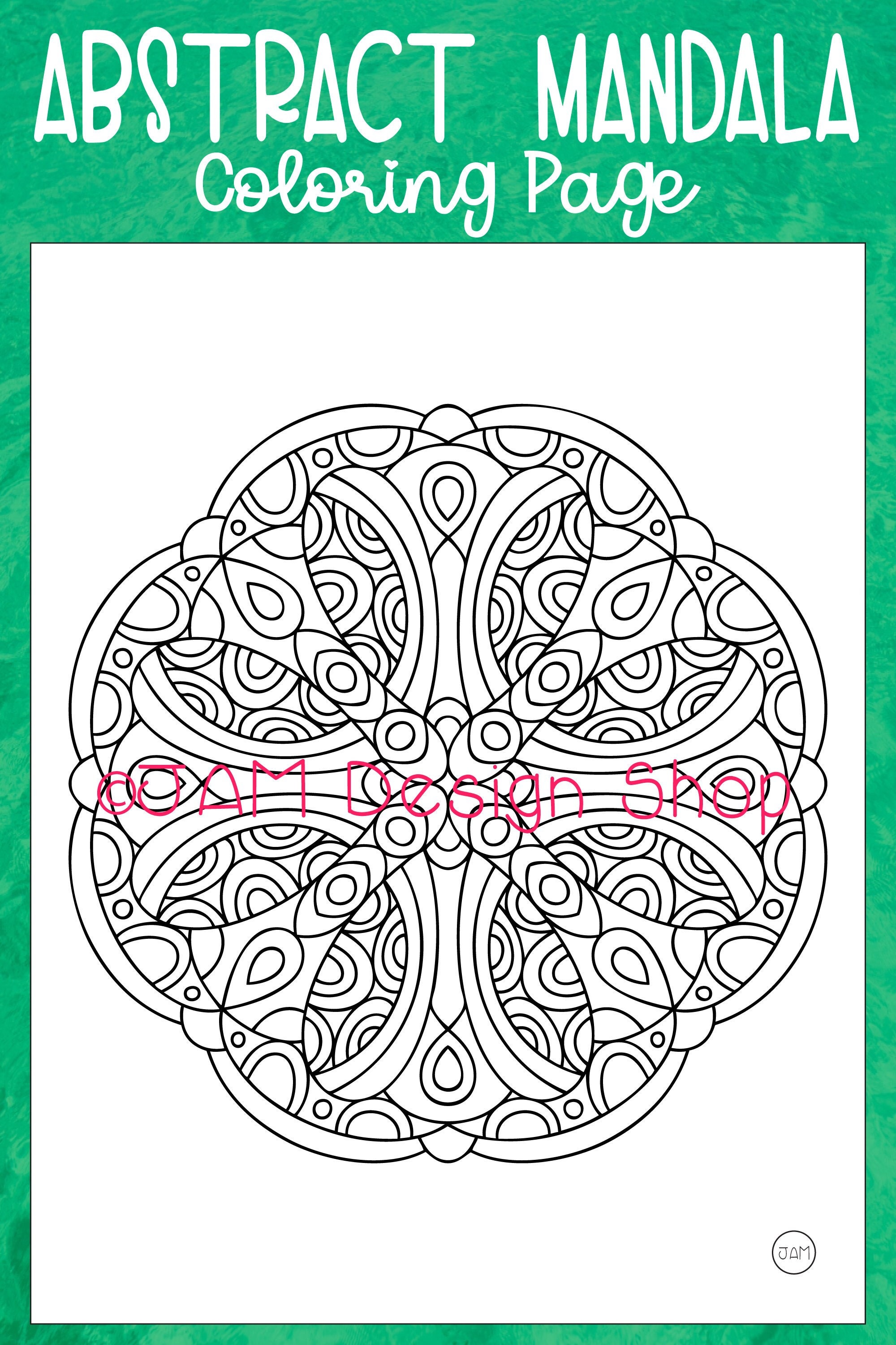 Digital download abstract mandala coloring page adult coloring book instant download mindfulness gift