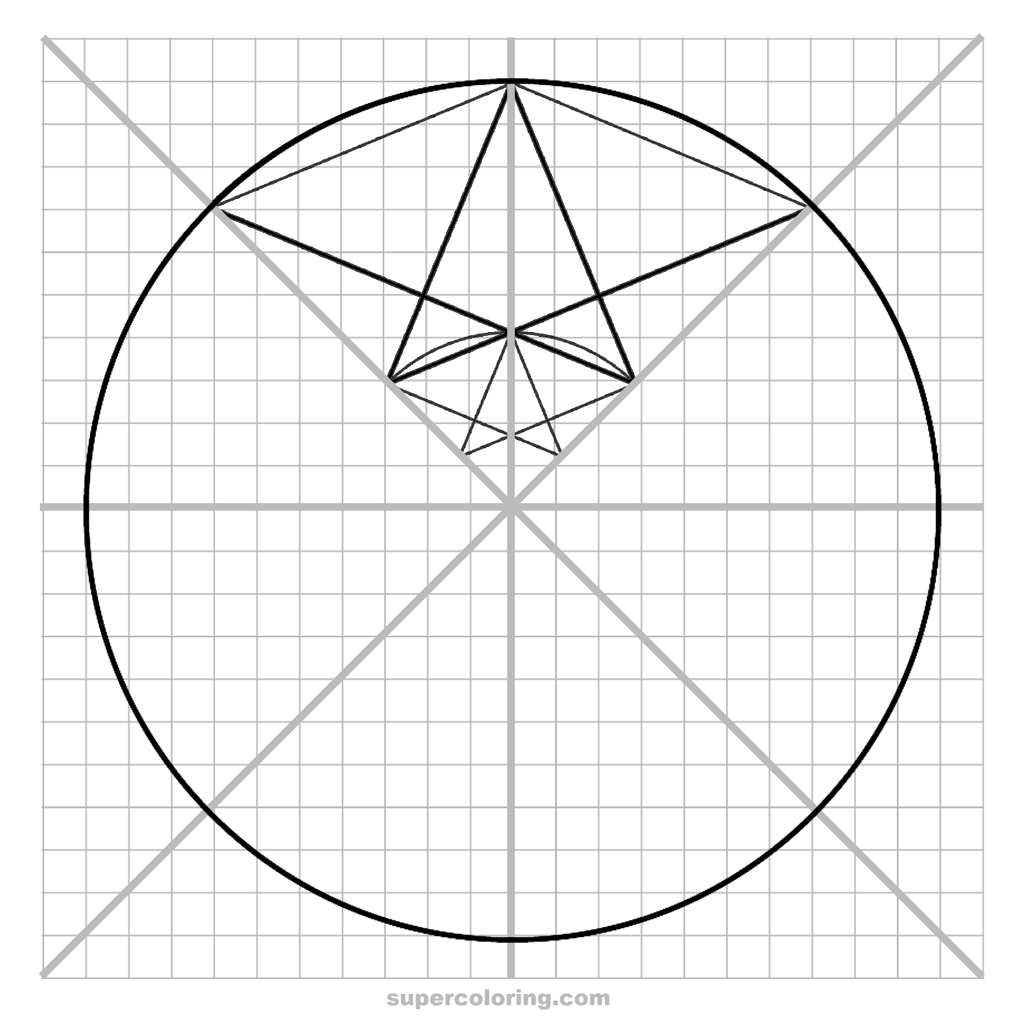 Mandala with octagram radial symmetry worksheet free printable puzzle games