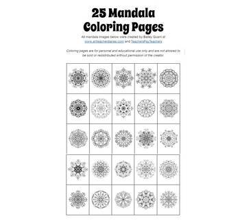 Mandala coloring book set of coloring pages radial symmetry sel