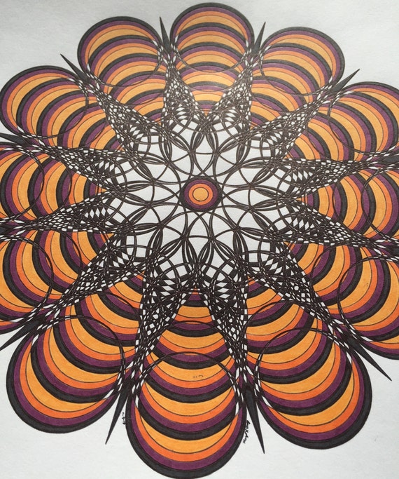 Psychedelic art optical art op art mandala art x wall art large mandala drawing radial symmetry trippy art sharpie art