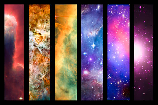 Raumnebel und galaxy rainbow collage stockfoto und mehr bilder von hubble
