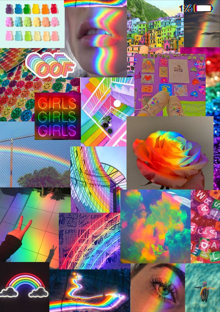 Rainbow collage rainbow wallpaper rainbow wallpaper iphone iphone wallpaper girly