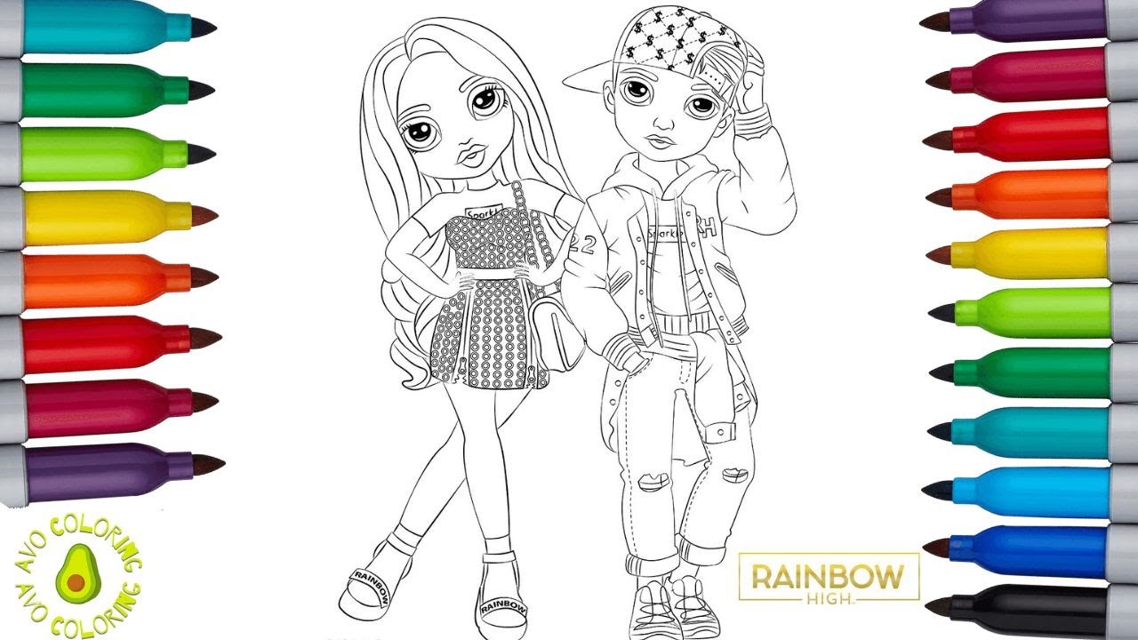 Rainbow high coloring book pages amaya raine and river kendall