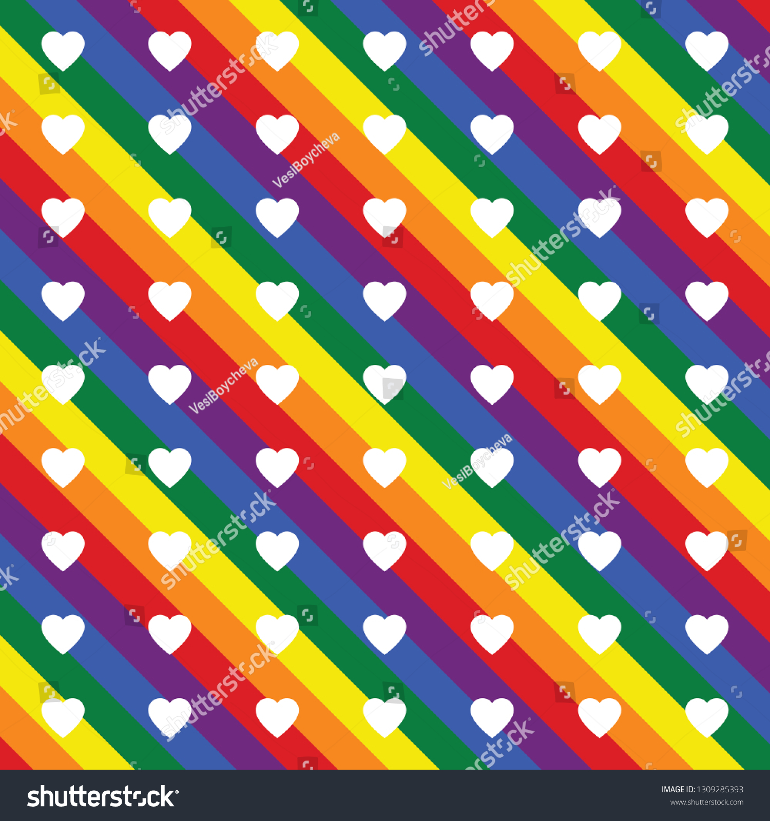 Seamless rainbow stripes pride wallpaper hearts stock vector royalty free