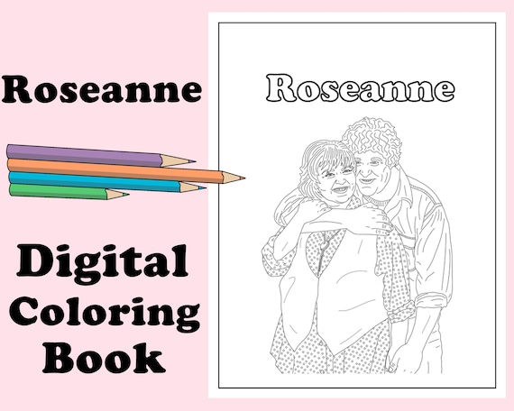 Roseanne digital coloring book instant print pdf file travel activity rainy day activity art therapy coloring page party activity download now