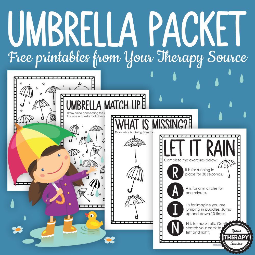 Umbrella coloring page packet