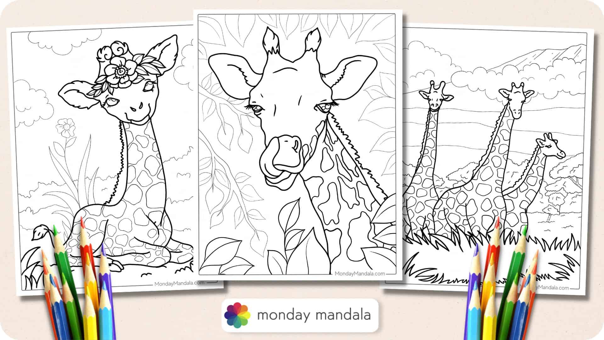 Giraffe coloring pages free pdf printables