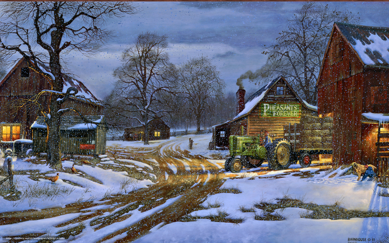 Winter farm desktop wallpaper