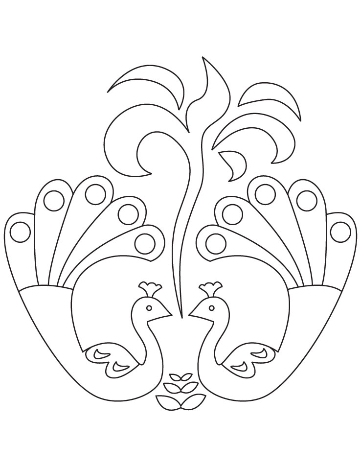 Peacock rangoli coloring page download free peacock rangoli coloring page for kids best coloring pages
