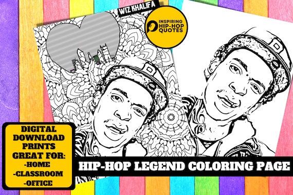 Hip hop legend rapper coloring page printable coloring page adult color sheet instant download x instant download