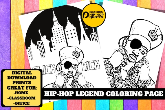 Hip hop legend rapper coloring page printable coloring page adult color sheet instant download x
