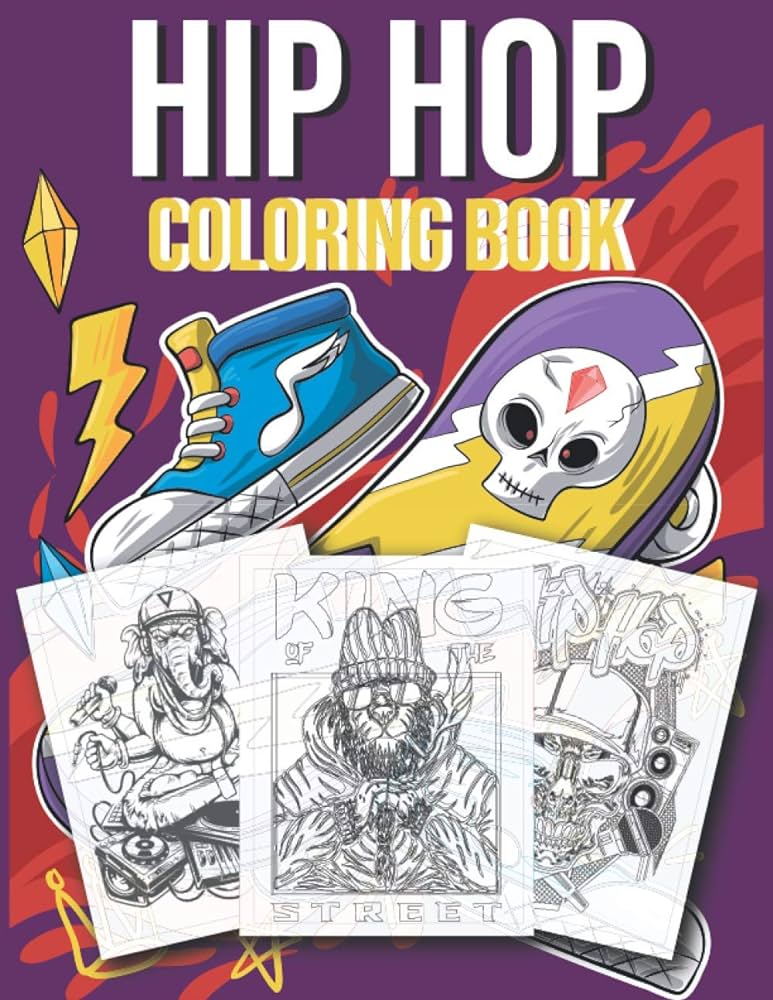 Hip hop coloring book hip hop music coloring book for adults and kids rapper gangster graffiti coloring pages hip hop lover gift summer jumbo books
