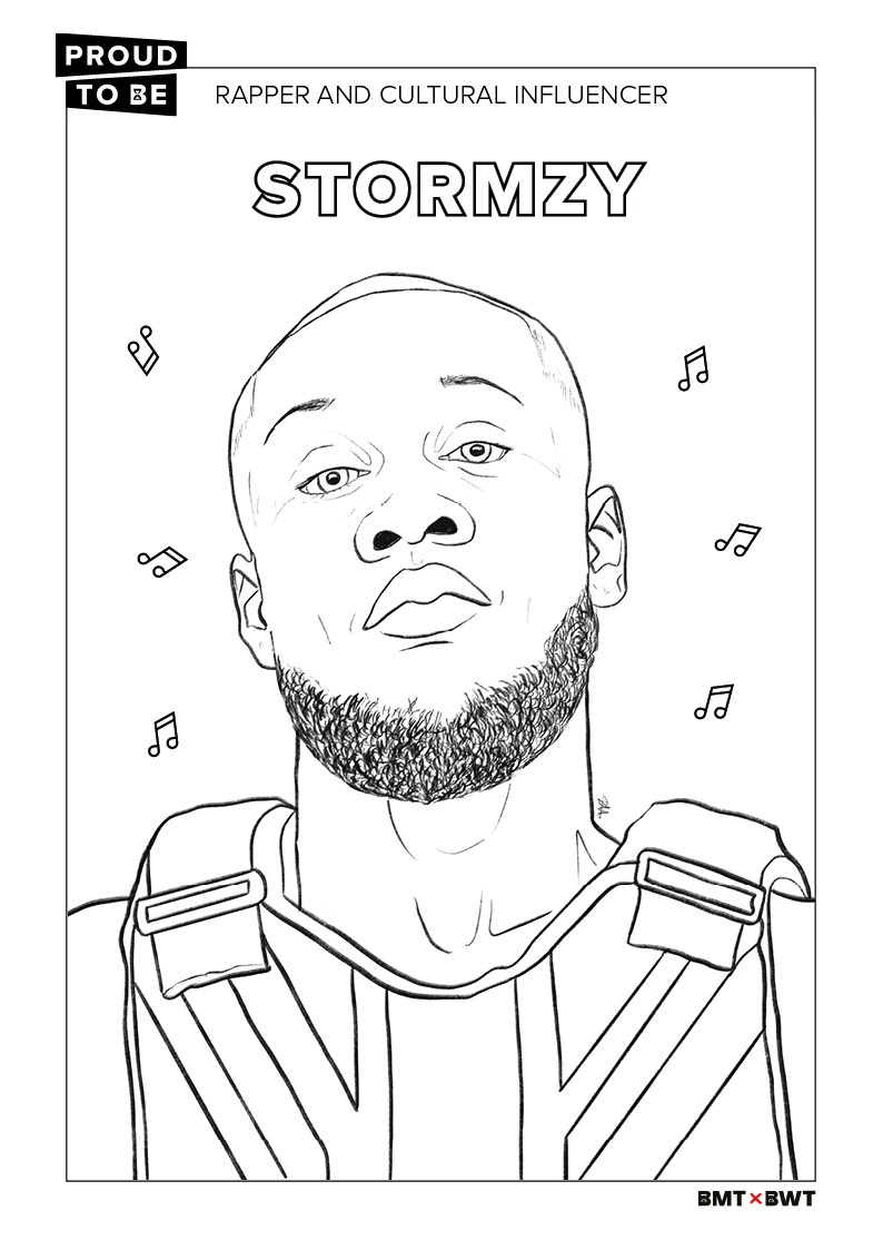Stormzy colouring sheet â proud to be