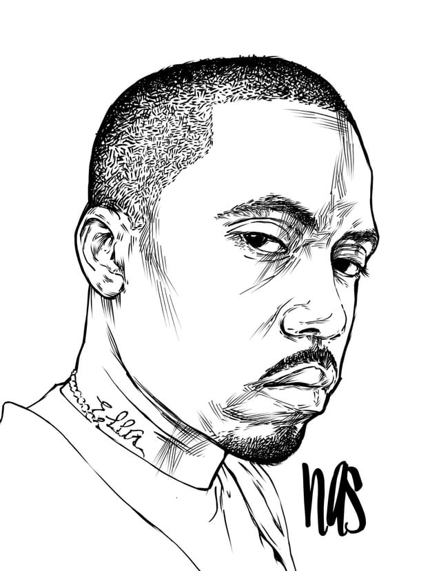 I did this portrait of nas and made it into this coloring book rnas
