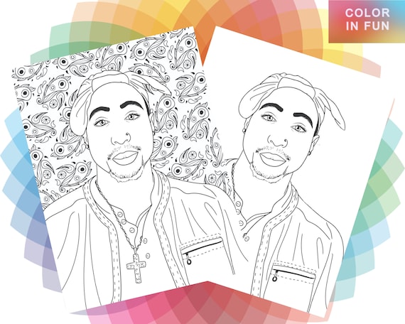 Tupac shakur rapper coloring page printable colouring page adult color sheet instant download x