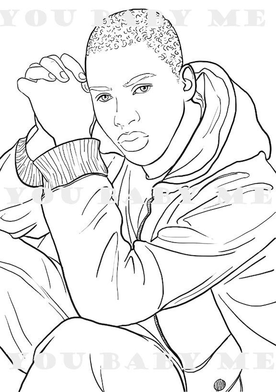 Young man in thought black boy coloring page adult coloring page african american coloring page color sheet