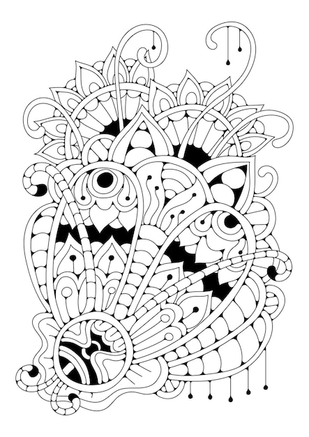 Premium vector art therapy coloring page for children and adults