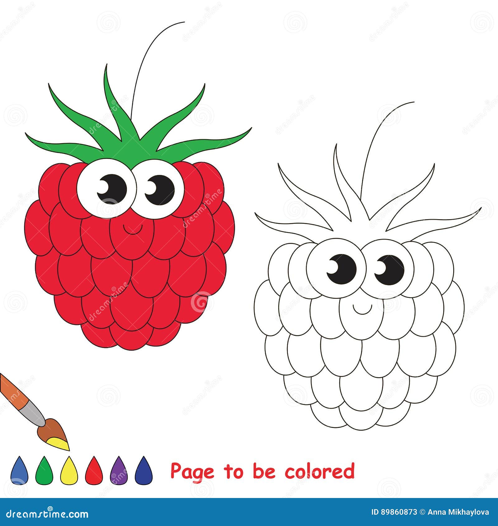 Funny raspberry cartoon page to be colored stock vector