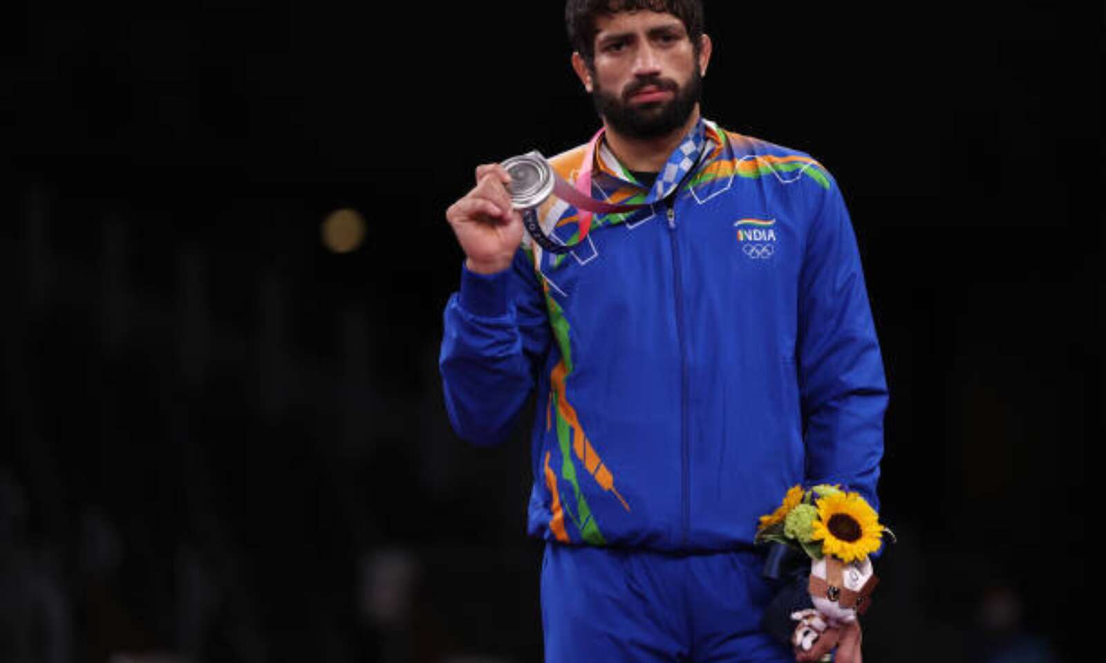 Photos wrestler ravi dahiyas silver medal moment on the tokyo olympics podium