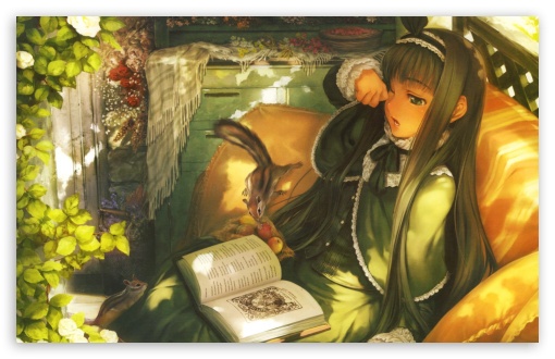 Anime girl reading ultra hd desktop background wallpaper for k uhd tv tablet smartphone