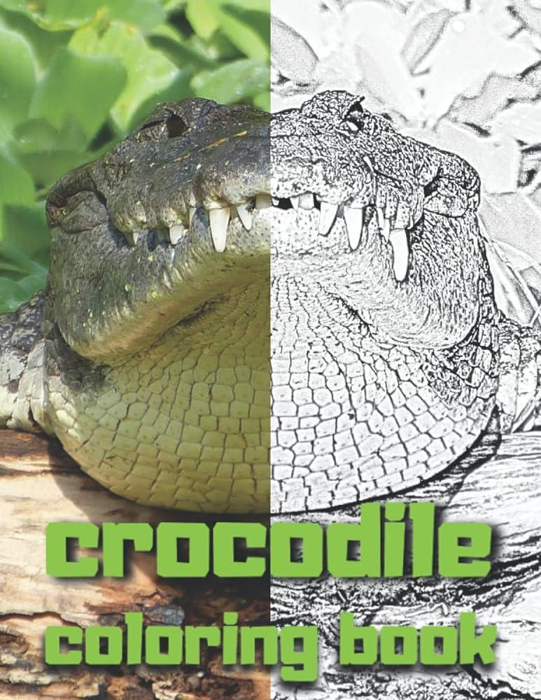 Crocodile coloring book crocodile grayscale coloring book realistic crocodile coloring pagescrocodiles coloring book for kids adults teens with crocodile lovers relaxing and inspiration grayscale od animal books