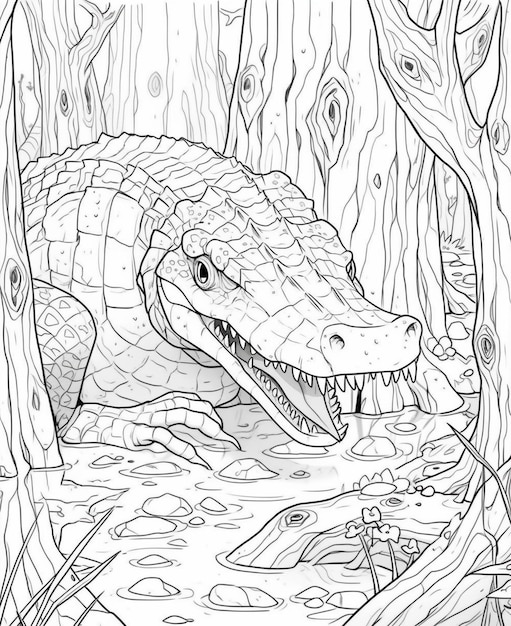 Premium ai image coloring pages alligators alligator coloring pages coloring pages for kids generative ai