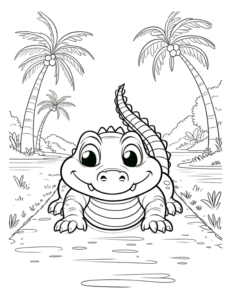 Alligator coloring pages for kids