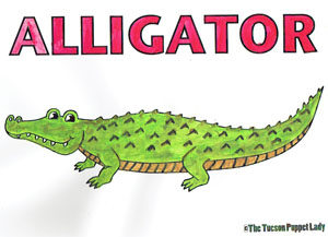 Free alligator coloring page â the tucson puppet lady