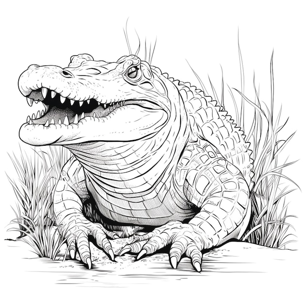 Premium ai image alligator coloring page