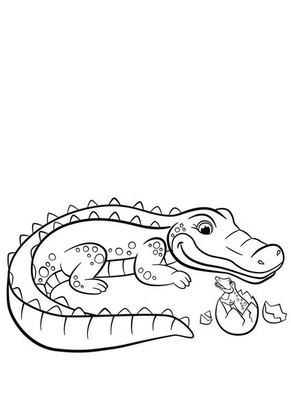 Coloring page color me alligator little cute alligator stock vector by ya