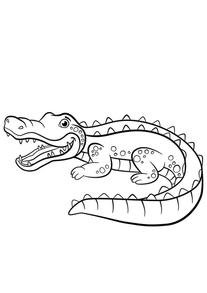 Coloring page color me alligator little cute alligator stock vector by ya