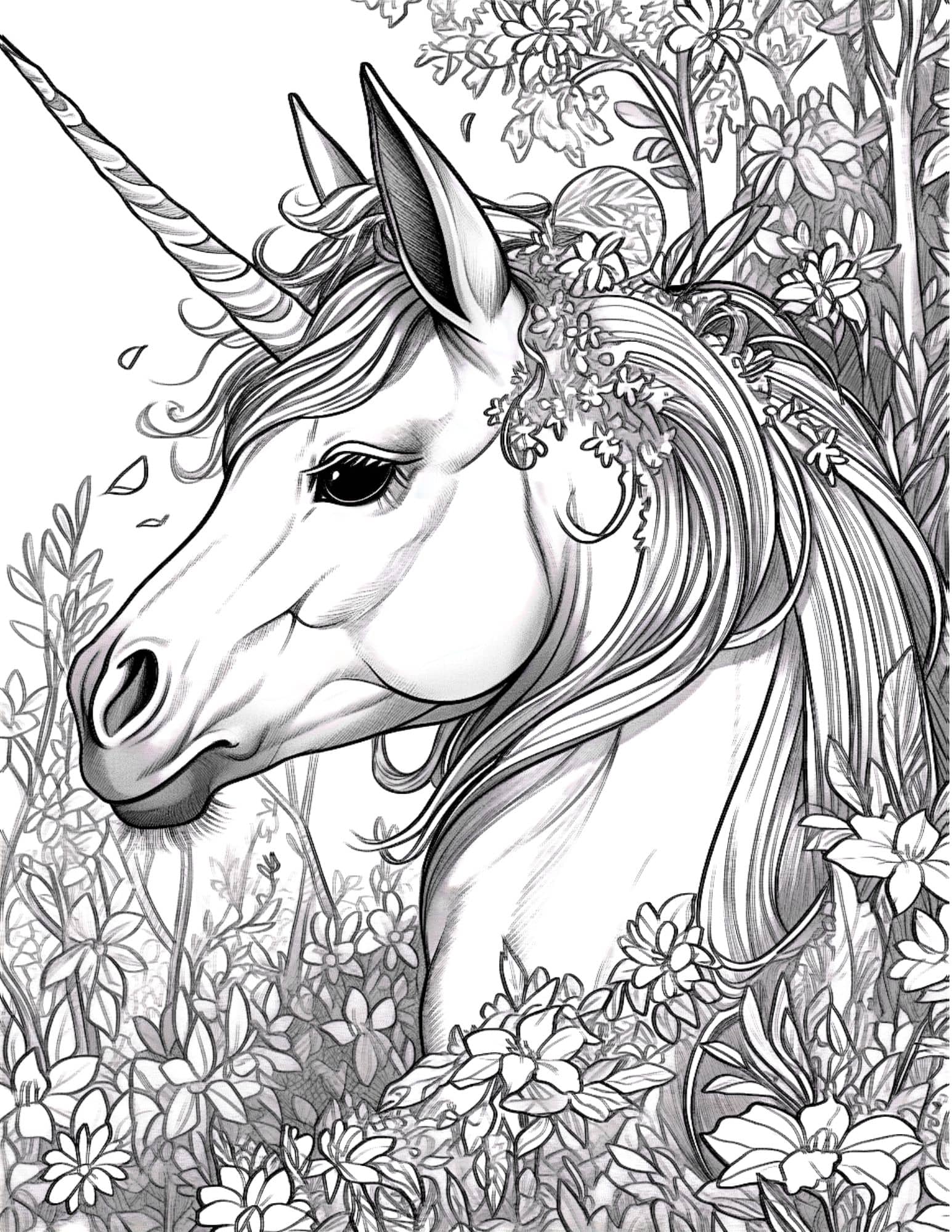 Magical unicorn coloring pages for kids and adults