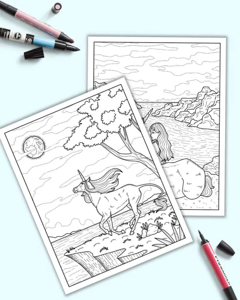 Free printable realistic unicorn coloring pages