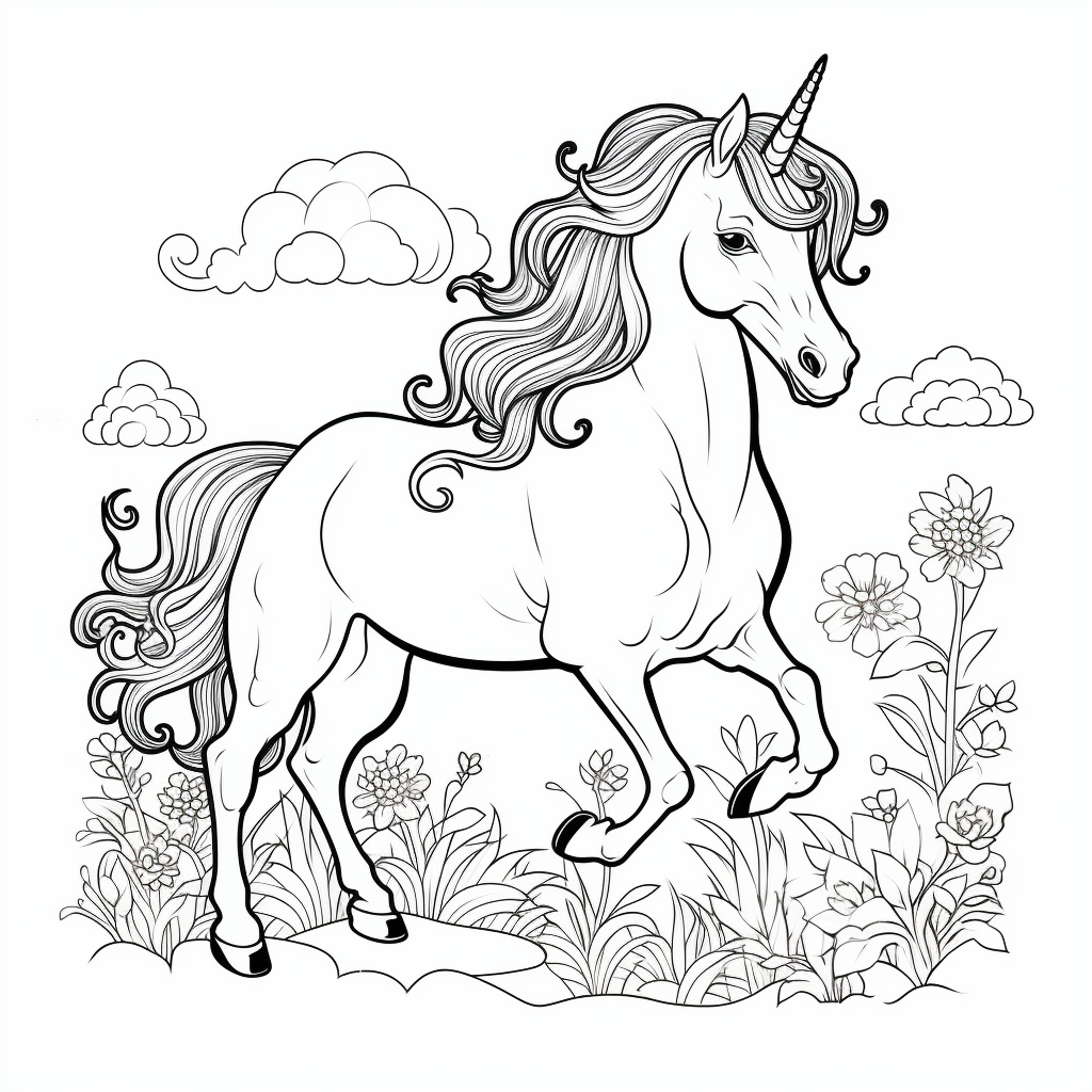 Realistic unicorn coloring pages