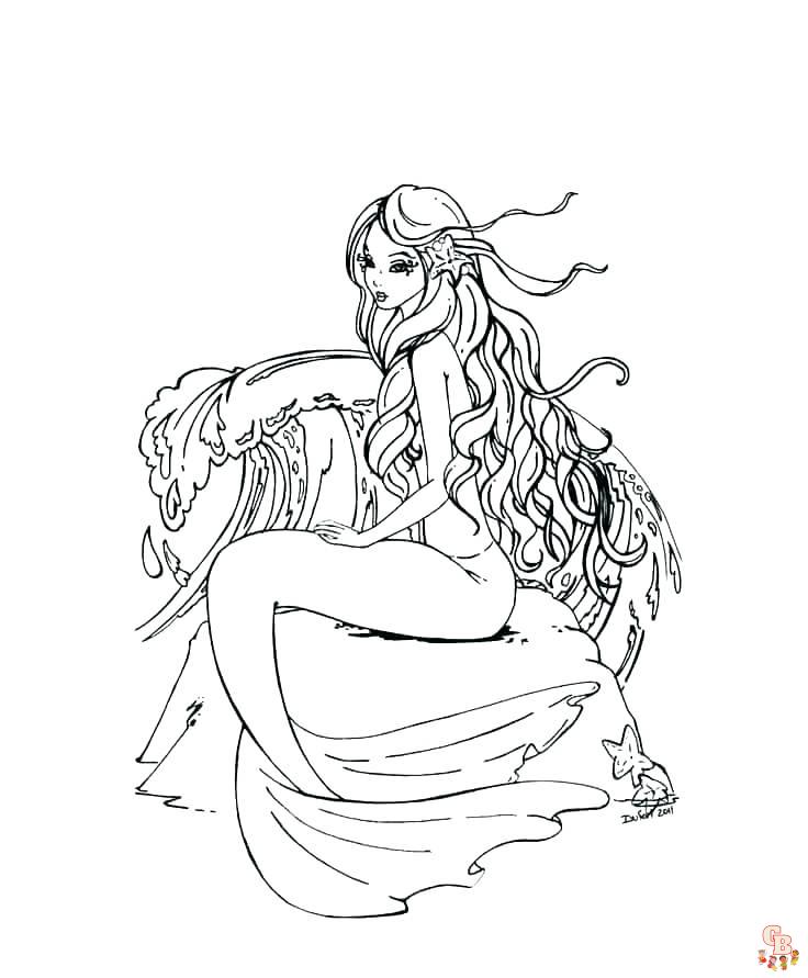 Realistic mermaid coloring pages free printable