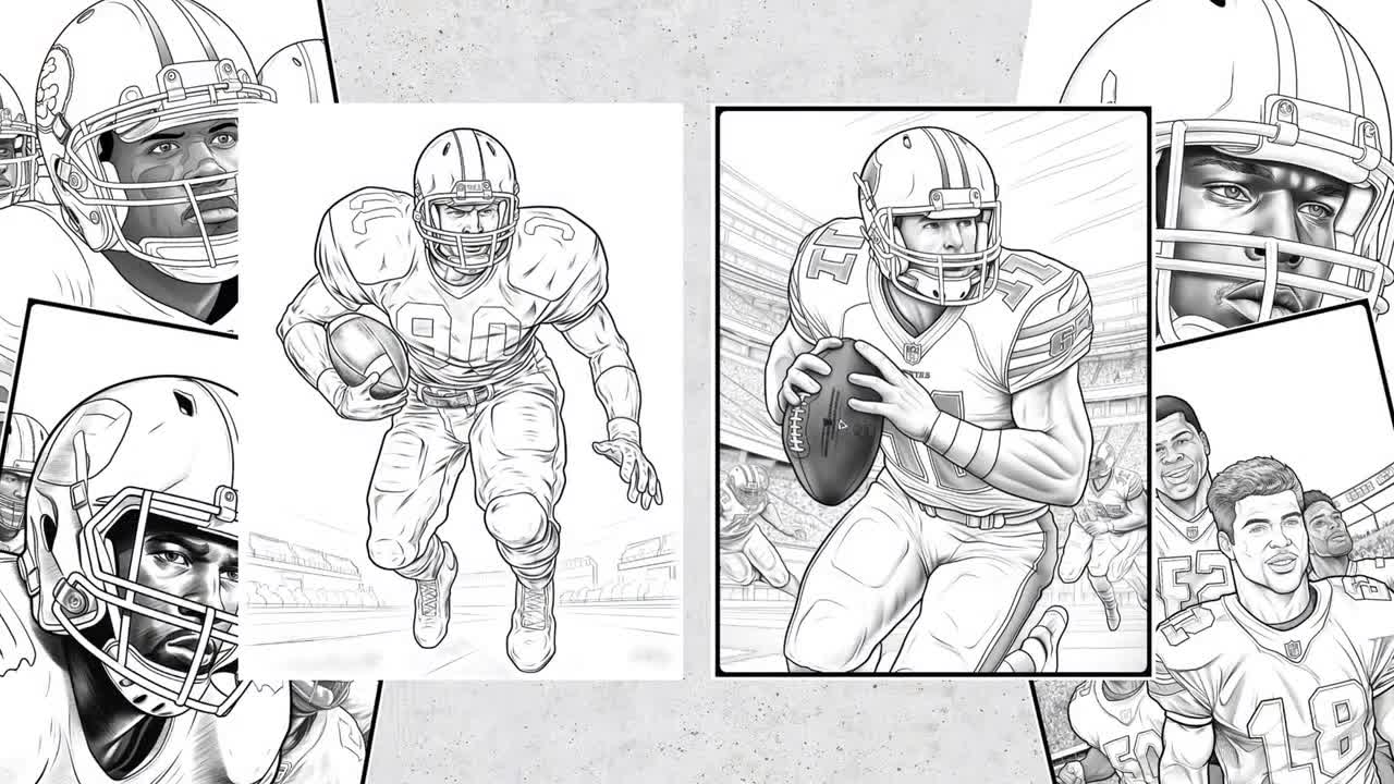 Football coloring pages american football adults printable grayscale coloring book american football digital coloring book pages download now