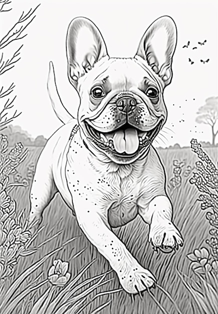 Premium ai image coloring pages of dogs french bulldog generative ai